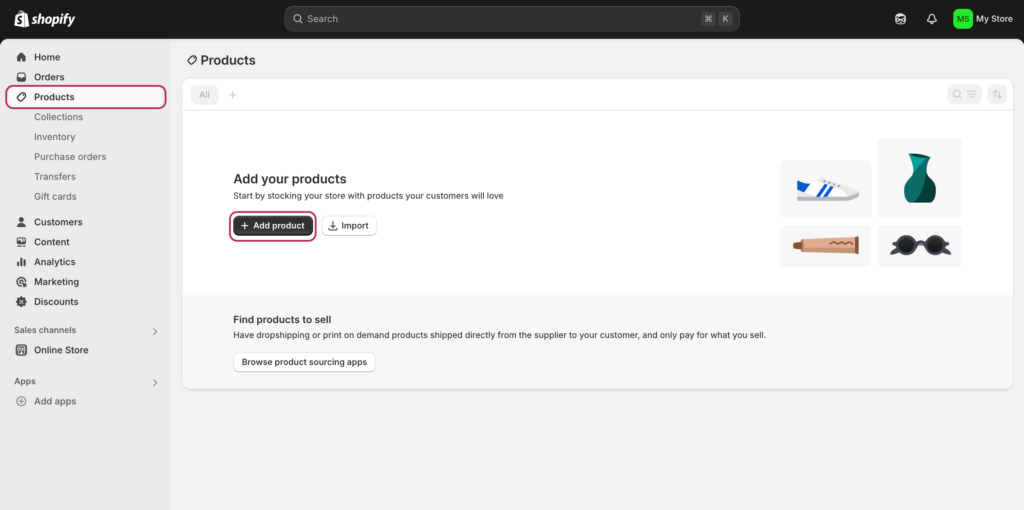 Steps -- Products -- Add products